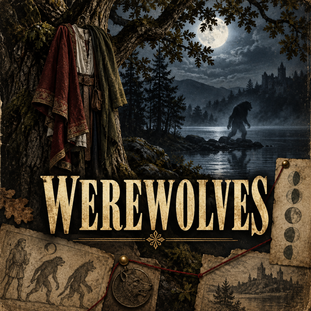A man hangs his coat, crosses the lake, and becomes a wolf