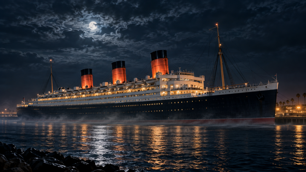 The Queen Mary at night